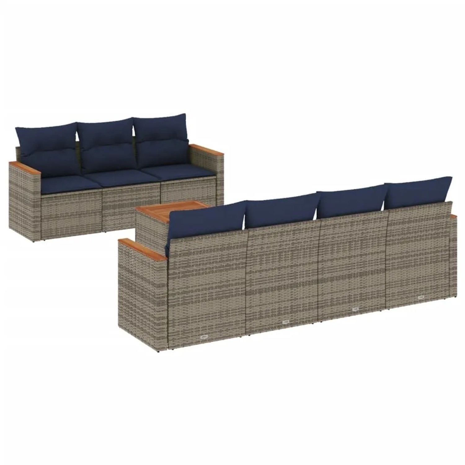 vidaXL 8-Tlg Gartensofa-Set mit Kissen Grau Polyrattan 3225809 günstig online kaufen
