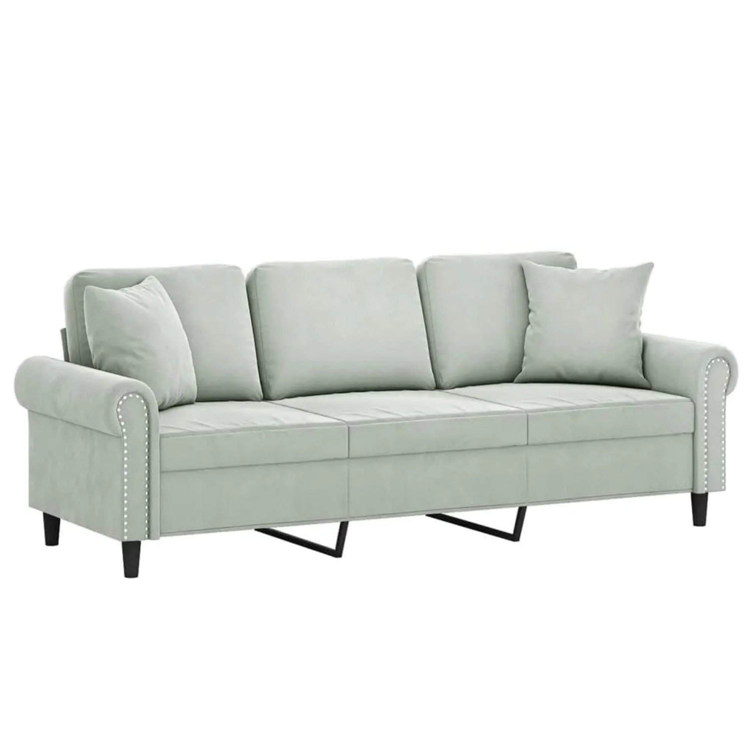 vidaXL 3-Sitzer-Sofa mit Zierkissen Hellgrau 180 cm Samt 3200955 günstig online kaufen