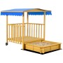 Outsunny Sandkasten mit blauem Dach, Holzrahmen und Sandkiste. Ideal zum Spielen im Garten.