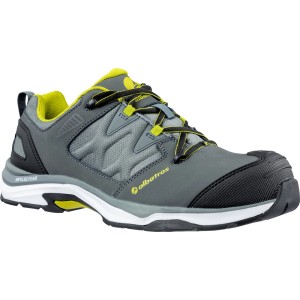 Albatros Ultratrail Low S3 Sicherheitshalbschuh, grau, Größe 37. Arbeitsschuh mit Fiberglaskappe und gelben Akzenten.