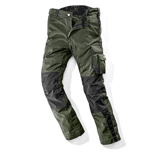 Bullstar Worxtar Arbeitshose in Oliv-Schwarz, Größe 46, mit Cargotasche und verstärkten Knien.