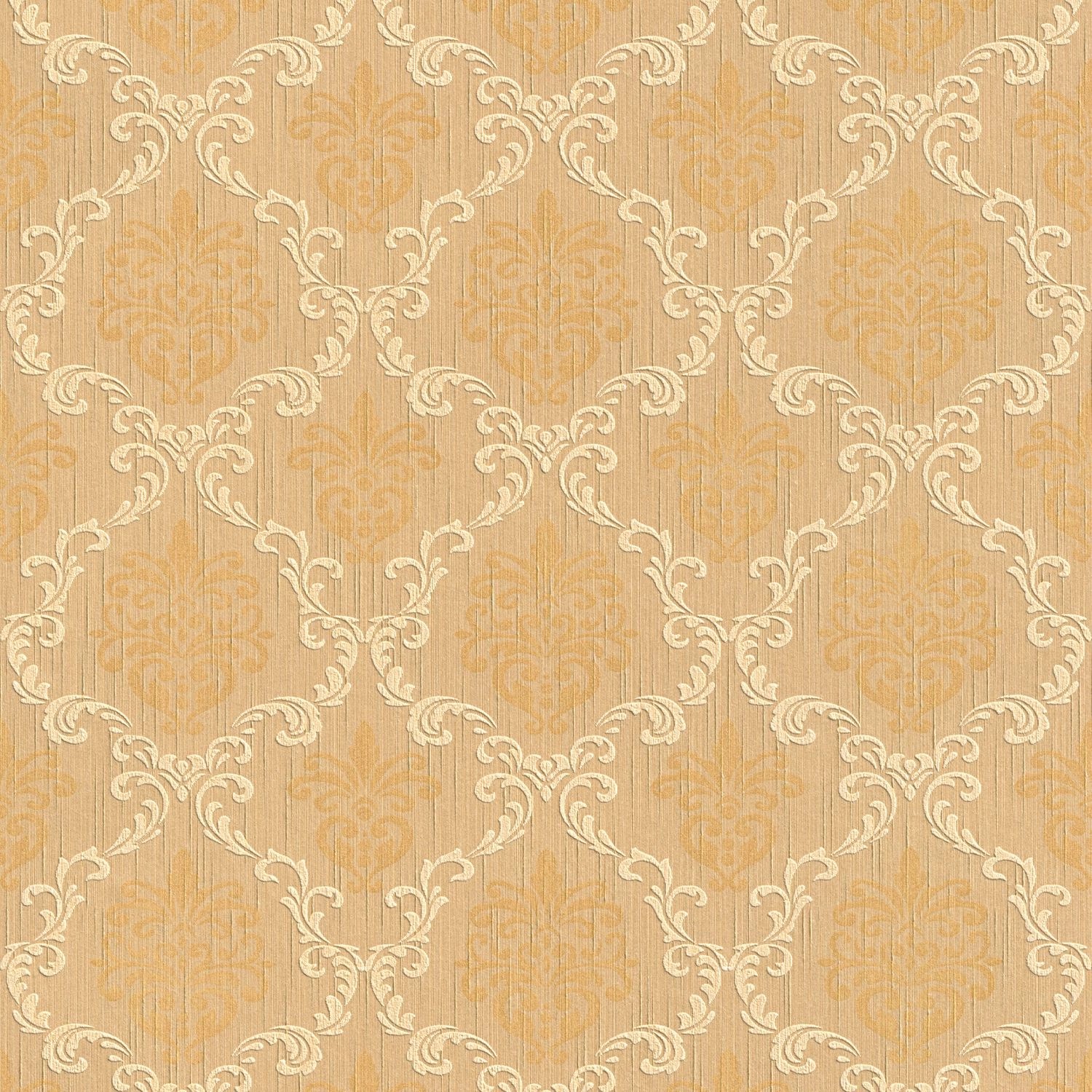 PROFHOME 956293-GU Textiloptik Tapete Barock Matt Orange Beige 0,53 m x 10, günstig online kaufen