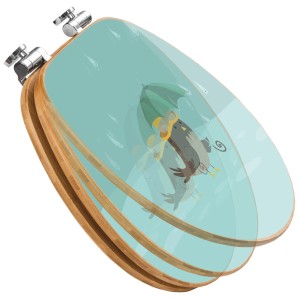 Banjado WC-Sitz aus Bambus mit Rainbird Motiv und Absenkautomatik.