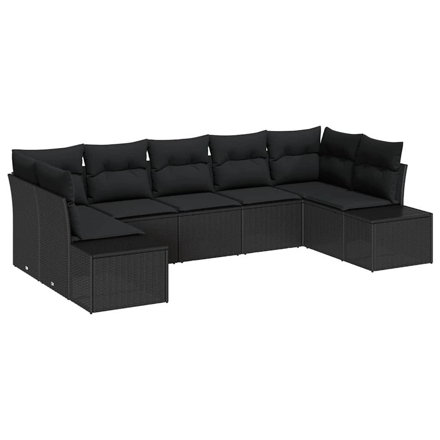 vidaXL Garten-Sofa-Set mit Kissen 7-Tlg Schwarz Poly Rattan 3347213 günstig online kaufen