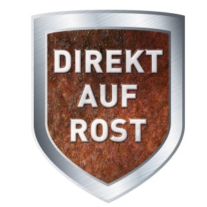 Symbol: Direkt auf Rost anwendbar mit Obi Hammerschlaglack Metallschutzlack.