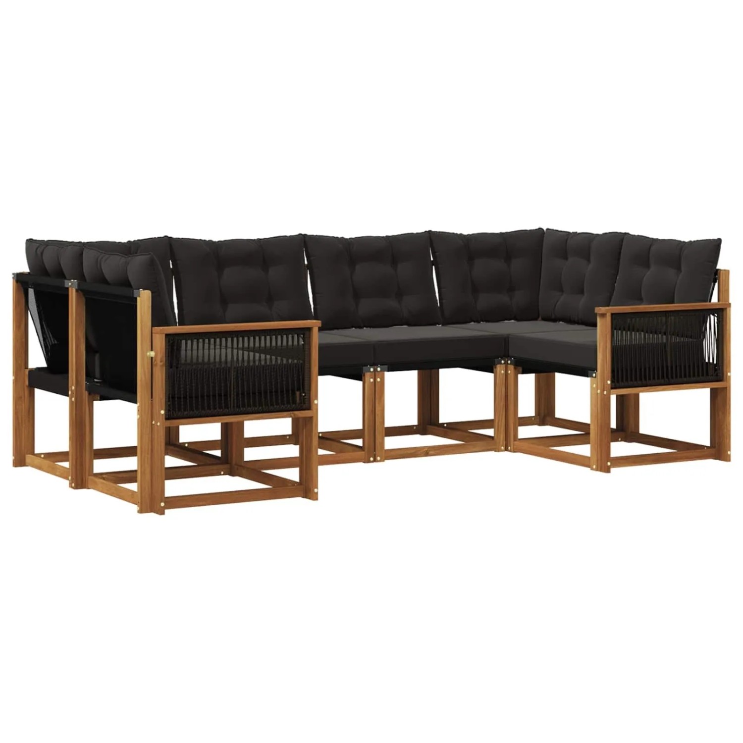 vidaXL Outdoor-Sofagarnitur mit Kissen 6 Stk Natur und Schwarz 3382176