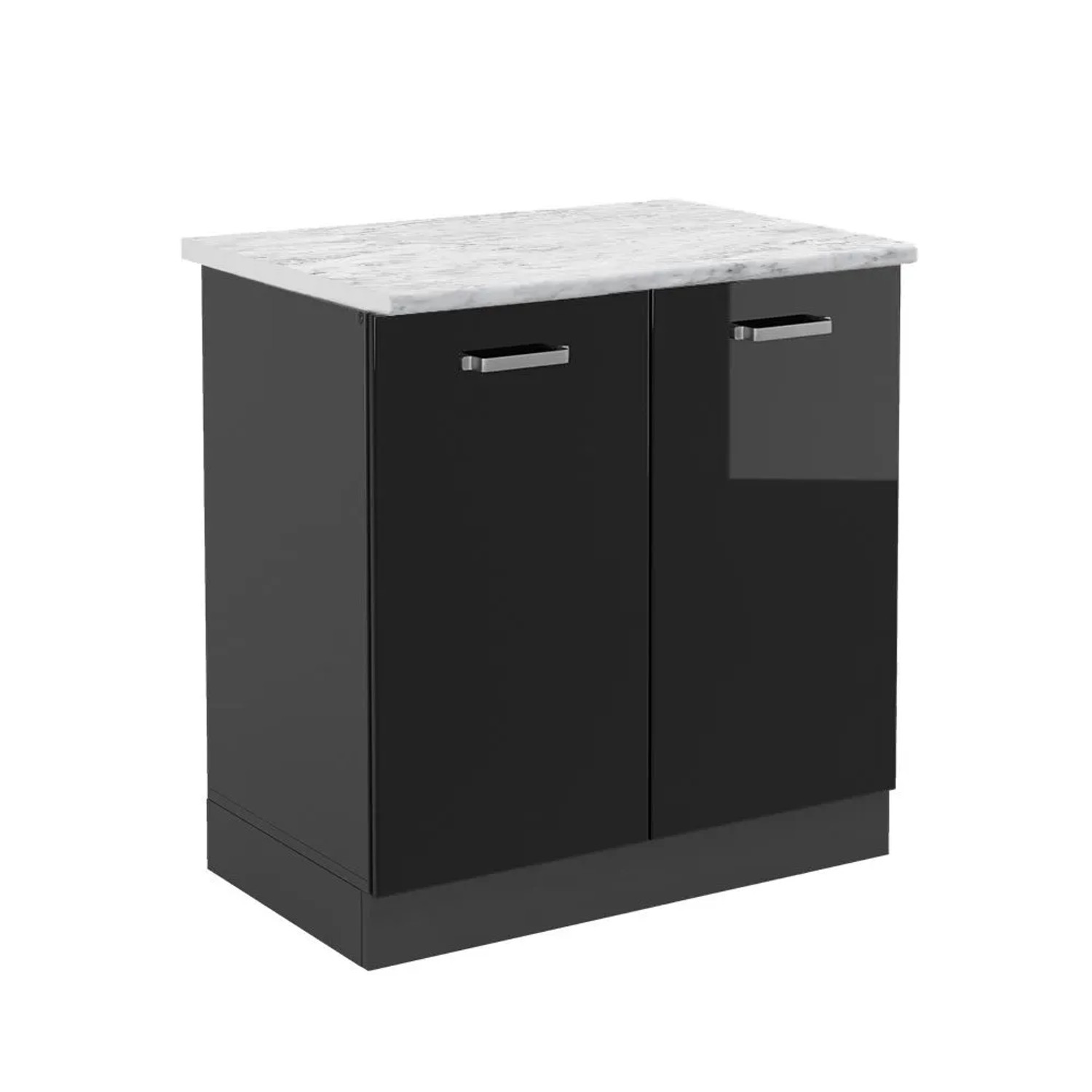 Vicco Spülenunterschrank R-Line Schwarz Hochglanz Anthrazit 80 cm AP Marmor