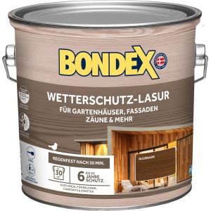 Bondex Wetterschutz-Lasur Nussbaum, 2,5 l Dose. Holzlasur für Gartenhäuser, Fassaden und Zäune.
