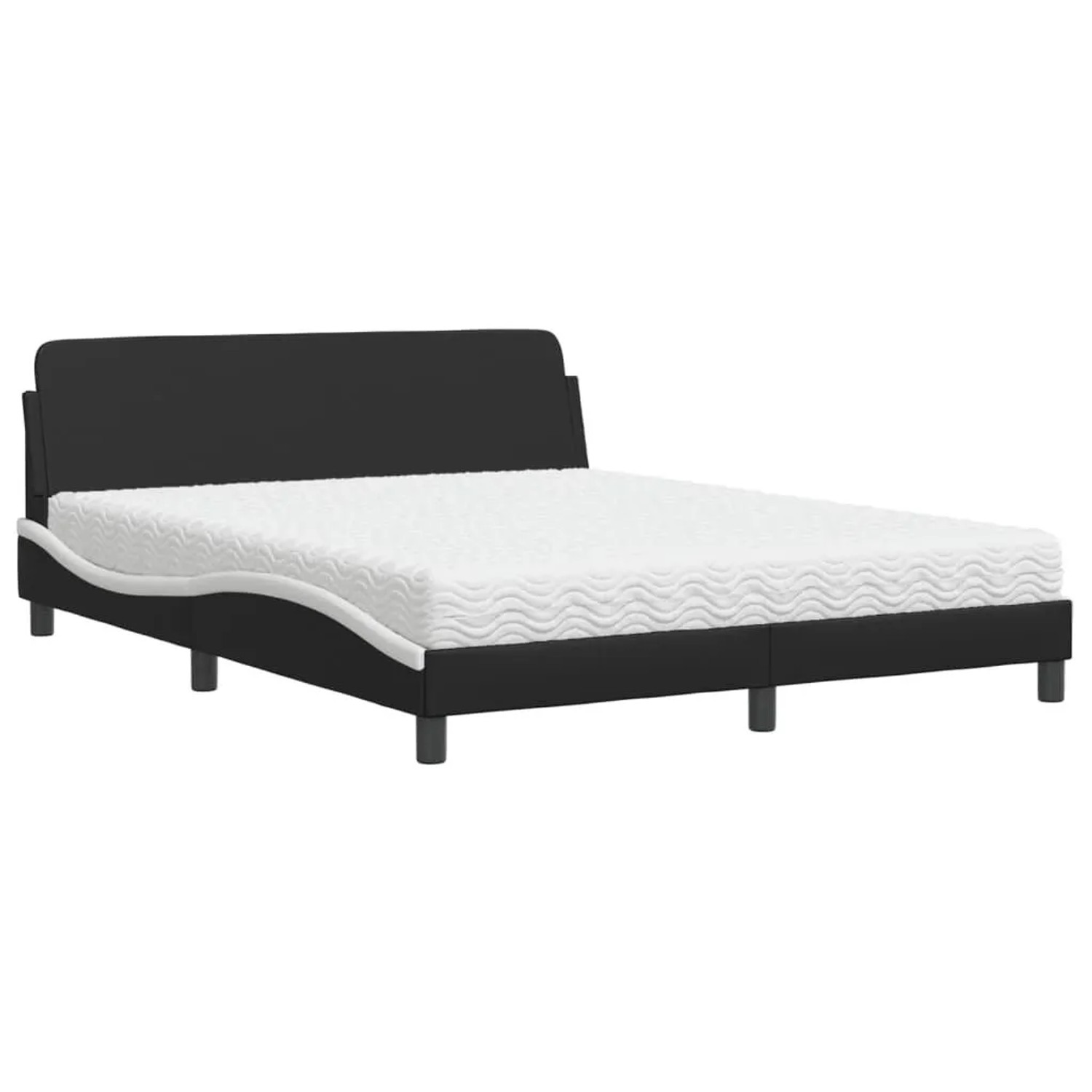 vidaXL Bett mit Matratze Schwarz und Weiß 160x200 cm Kunstleder 3208442
