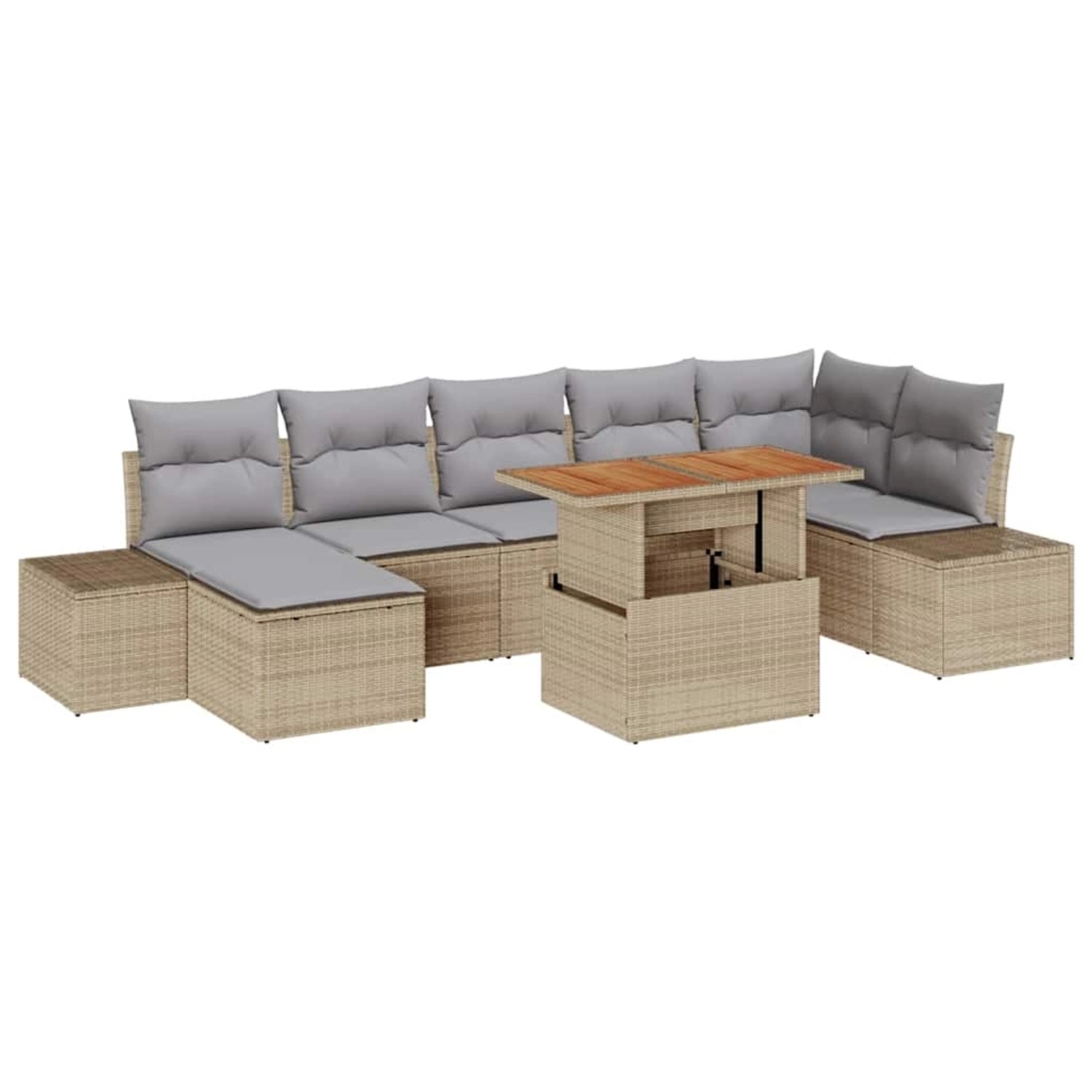 vidaXL Garten-Sofa-Set mit Speicher 8-Tlg Beige Poly Rattan 3358730 günstig online kaufen