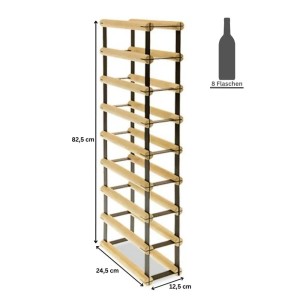 PROREGAL Weinregal Vinotega Mod Metal für 8 Flaschen aus Kiefernholz, Natur.