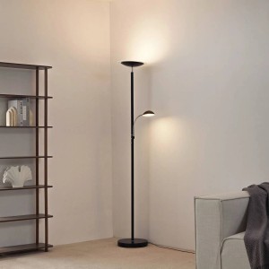 Lindby LED Stehlampe Malea 9620003 Dimmbar Modern in Schwarz aus Metall 2-flammig Wohnzimmerleuchte