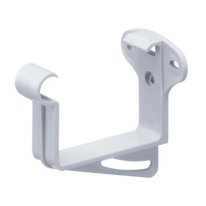 Weißer Inefa PVC Stirnbretthalter für Kastenrinne NW 68. Stabiler Rinnenhalter aus Kunststoff zur Dachrinnenbefestigung.
