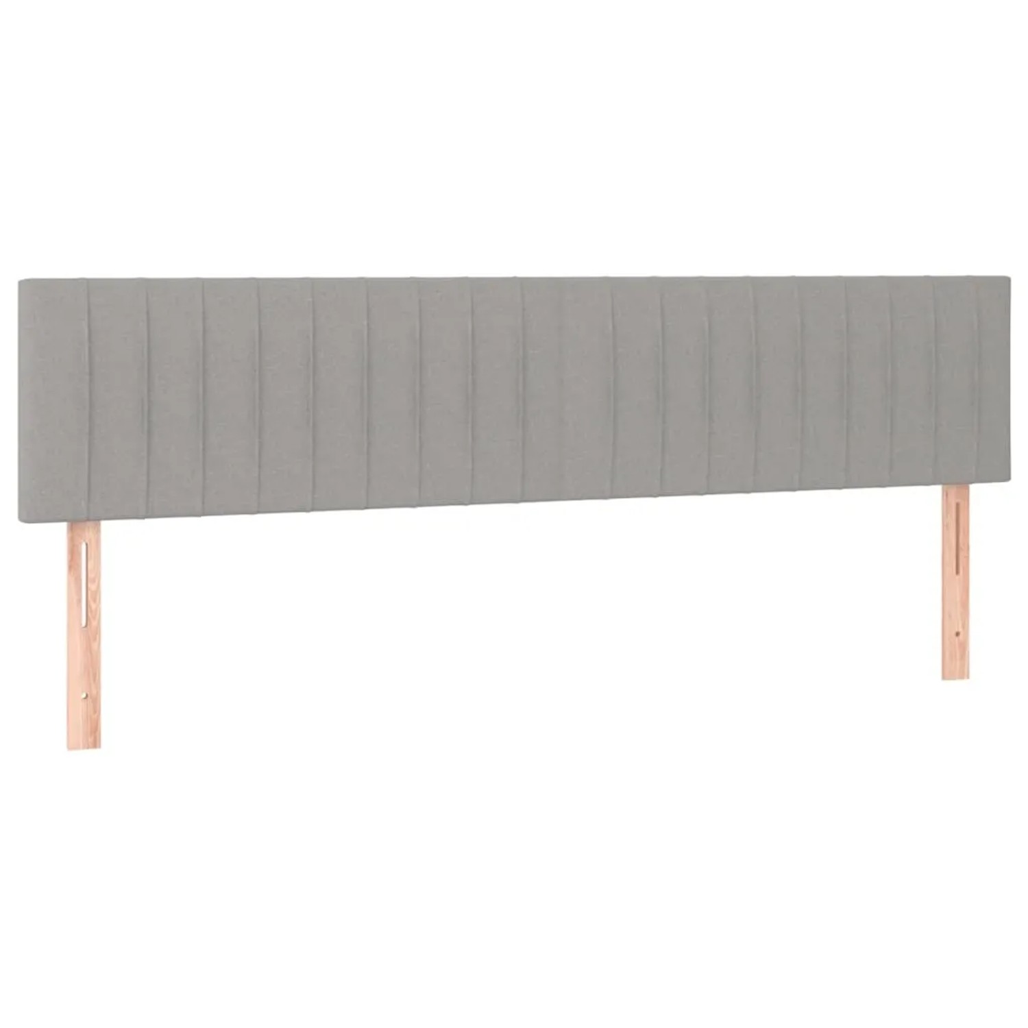 Hellgraues vidaXL Boxspringbett Kopfteil mit vertikalen Ziernähten und Holzfüßen.