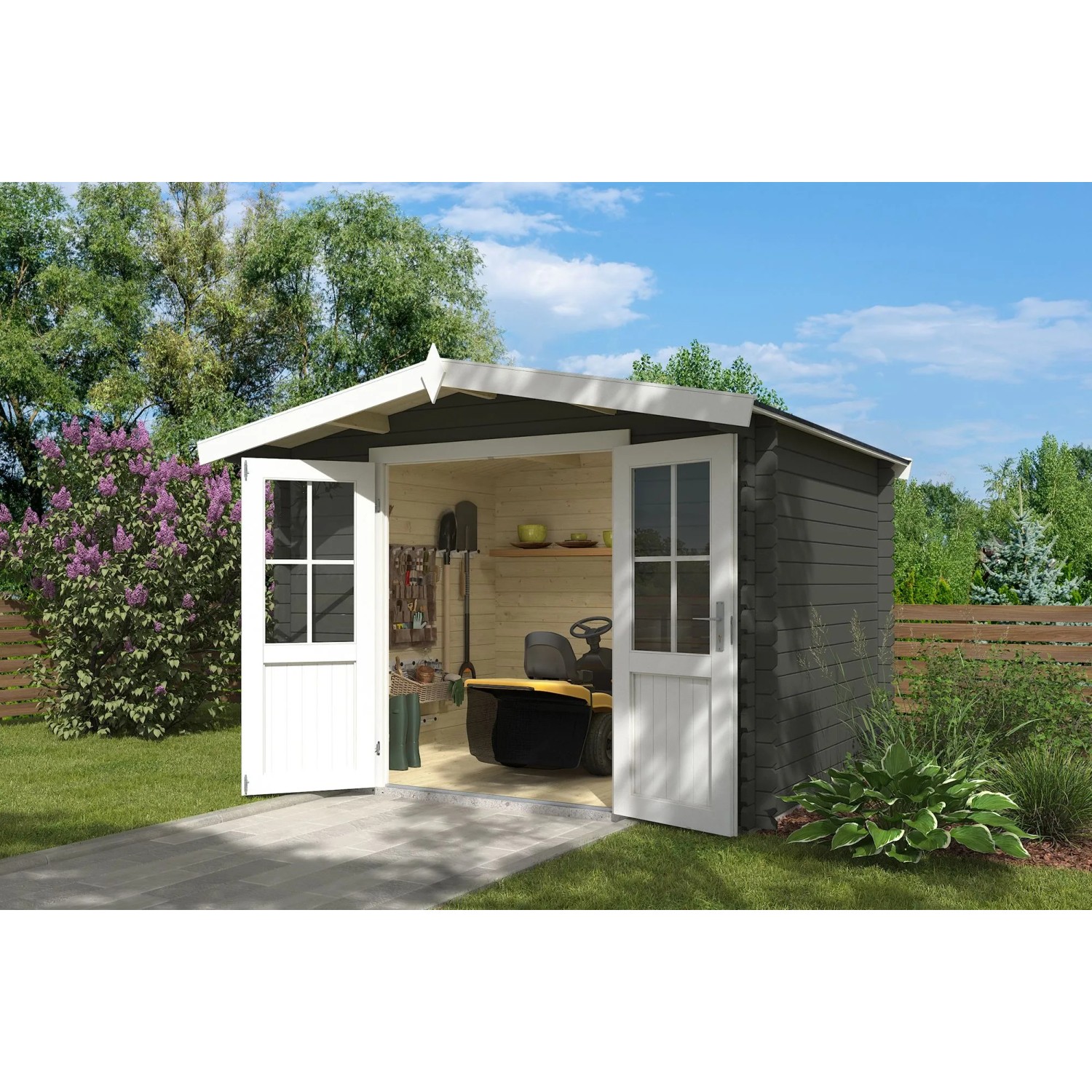 Lasita Gartenhaus Baltimore 291,9 cm x 230 cm Grau-Grün