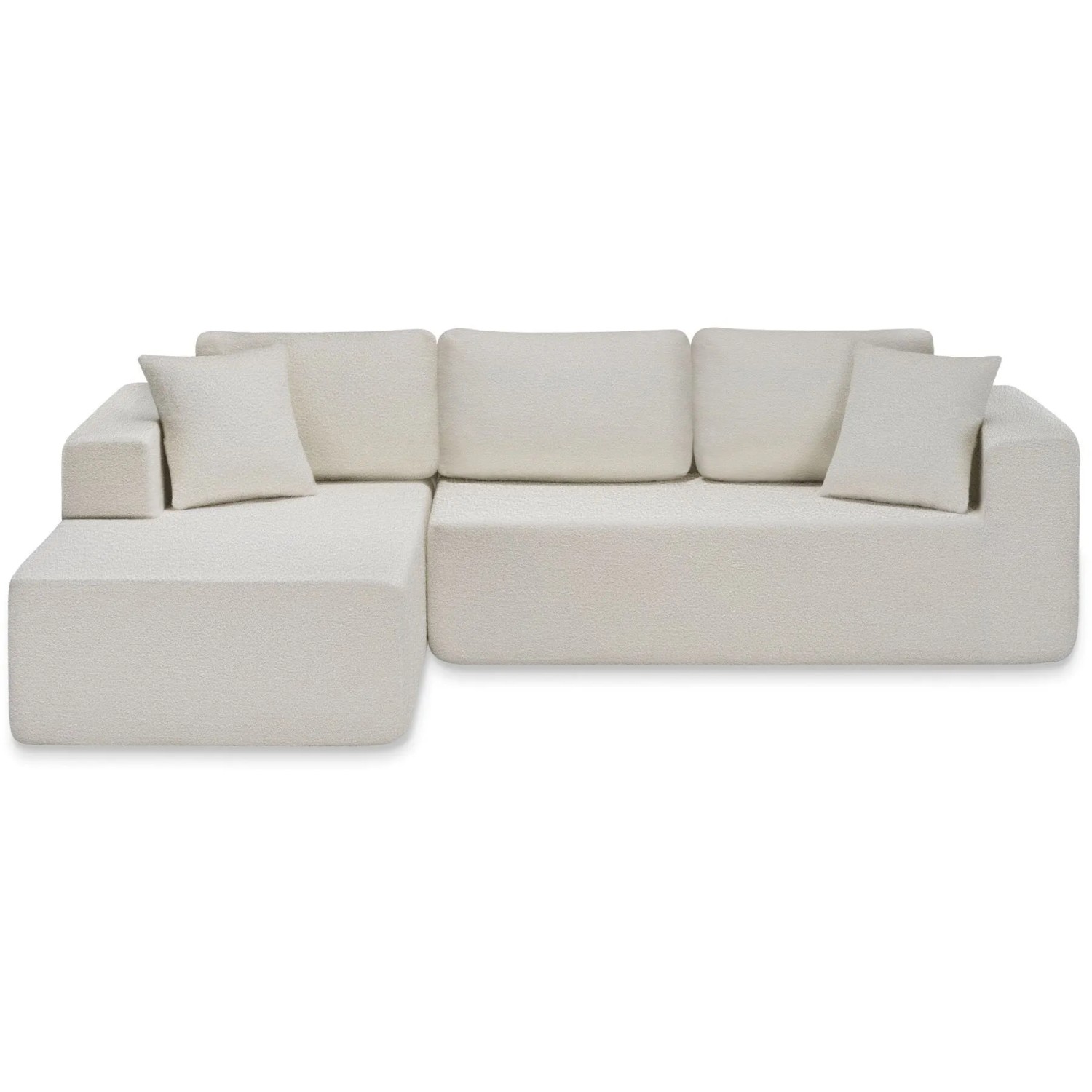 Tectake Sofa Relax L Form  Mit Bouclé Bezug Boneless  Hochdichter Premiumschaumstoff  162 x 250 x 60 cm Bouclé Creme