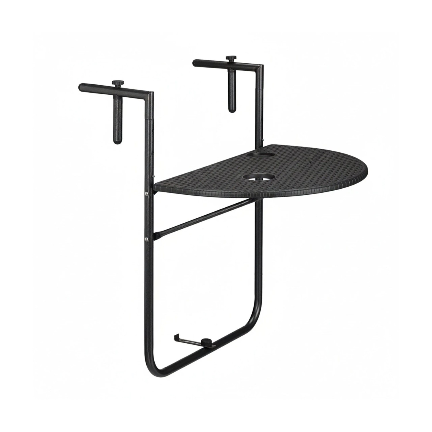 Relaxdays Balkonhängetisch Kunststoff Metall Schwarz Klappbar Höhenverstellbar 84 cm x 60 cm x 63 cm 2,9 kg