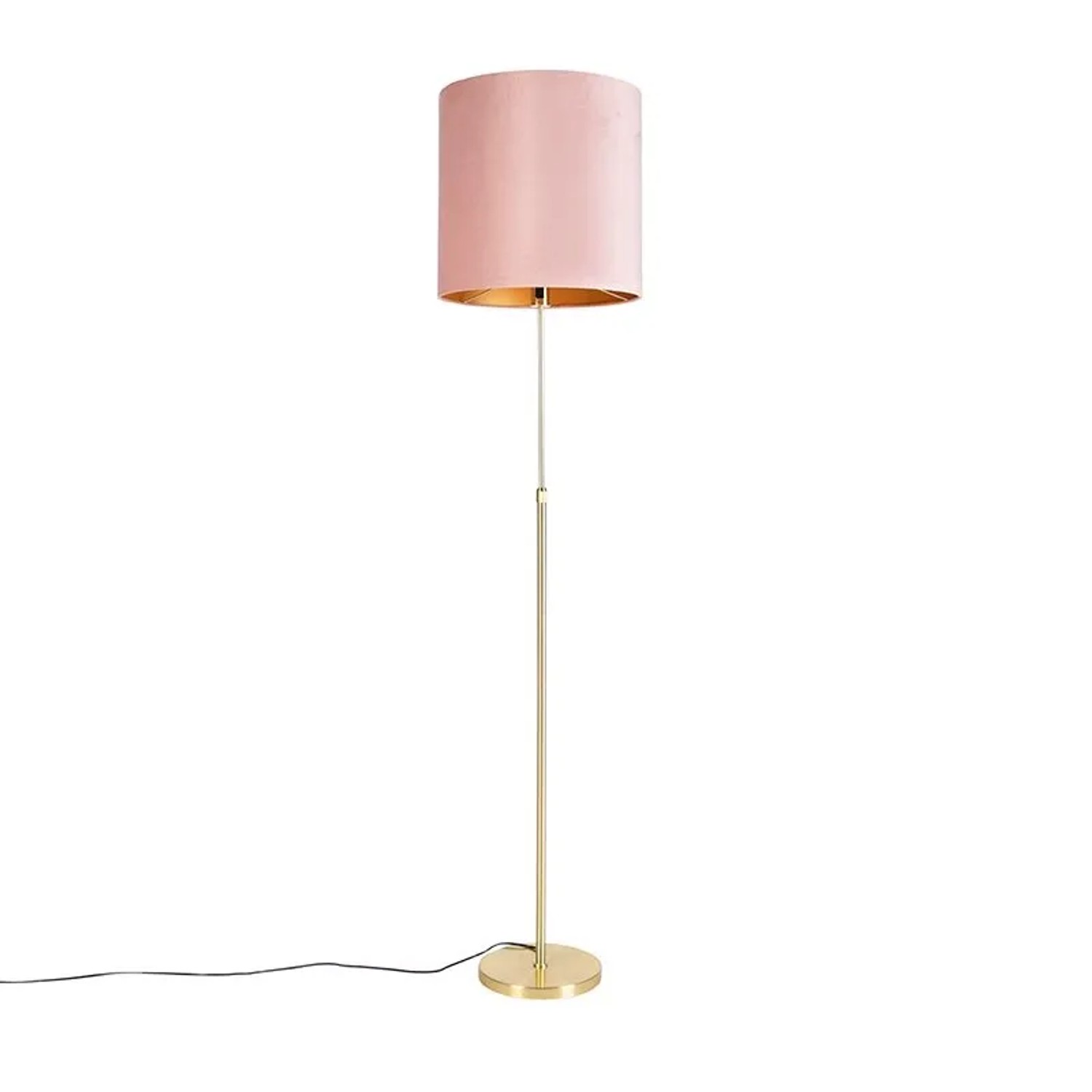 QAZQA Stehleuchte Gold   Messing mit Veloursschirm Pink 40 40 cm Parte