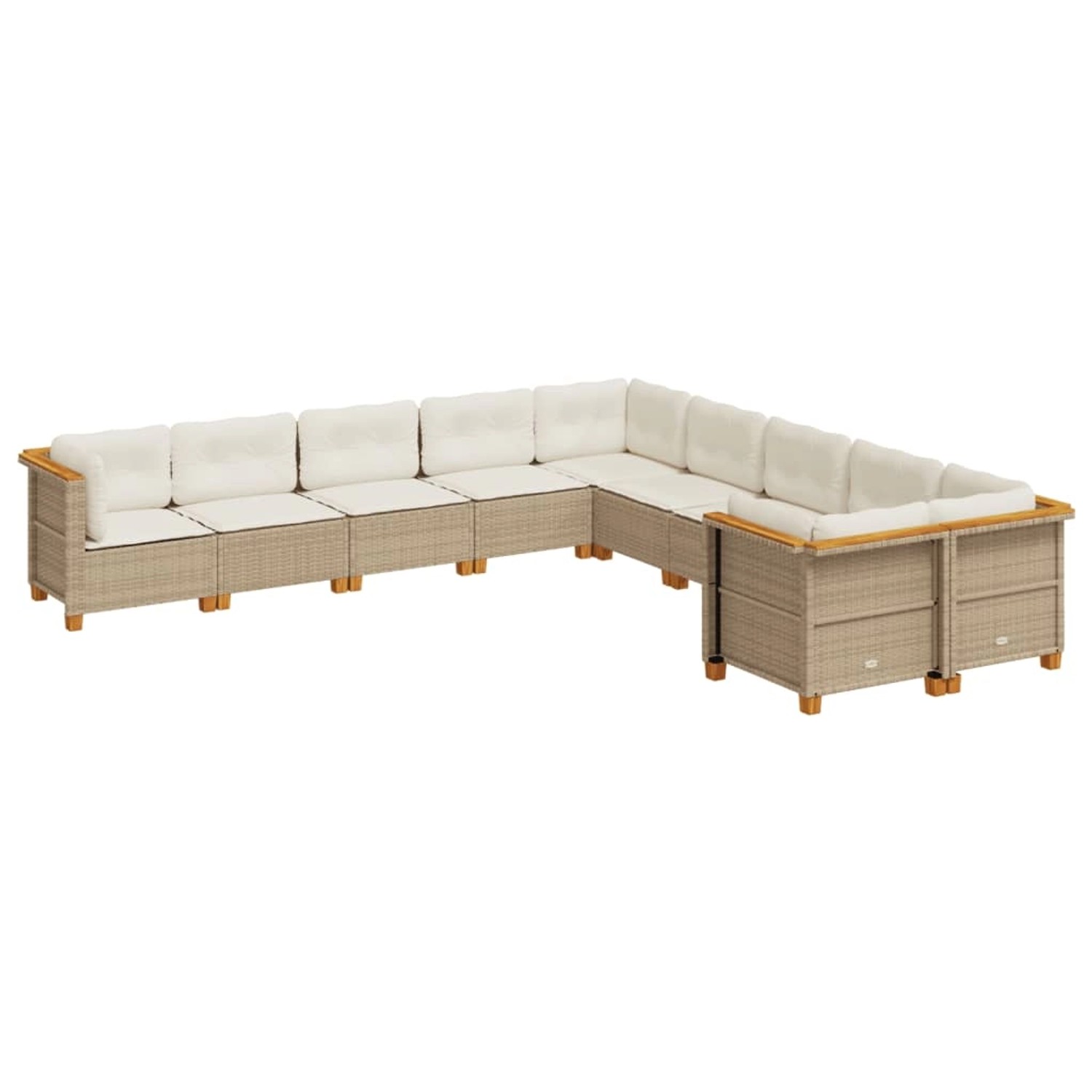 vidaXL 10-Tlg Garten-Sofagarnitur mit Kissen Beige Poly Rattan 3262045 günstig online kaufen