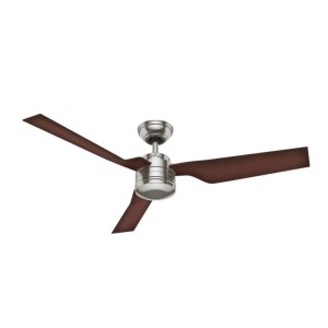 HUNTER FANS Deckenventilator Flight, 132 cm, Nickel gebürstet, mit dunklen Holzflügeln.