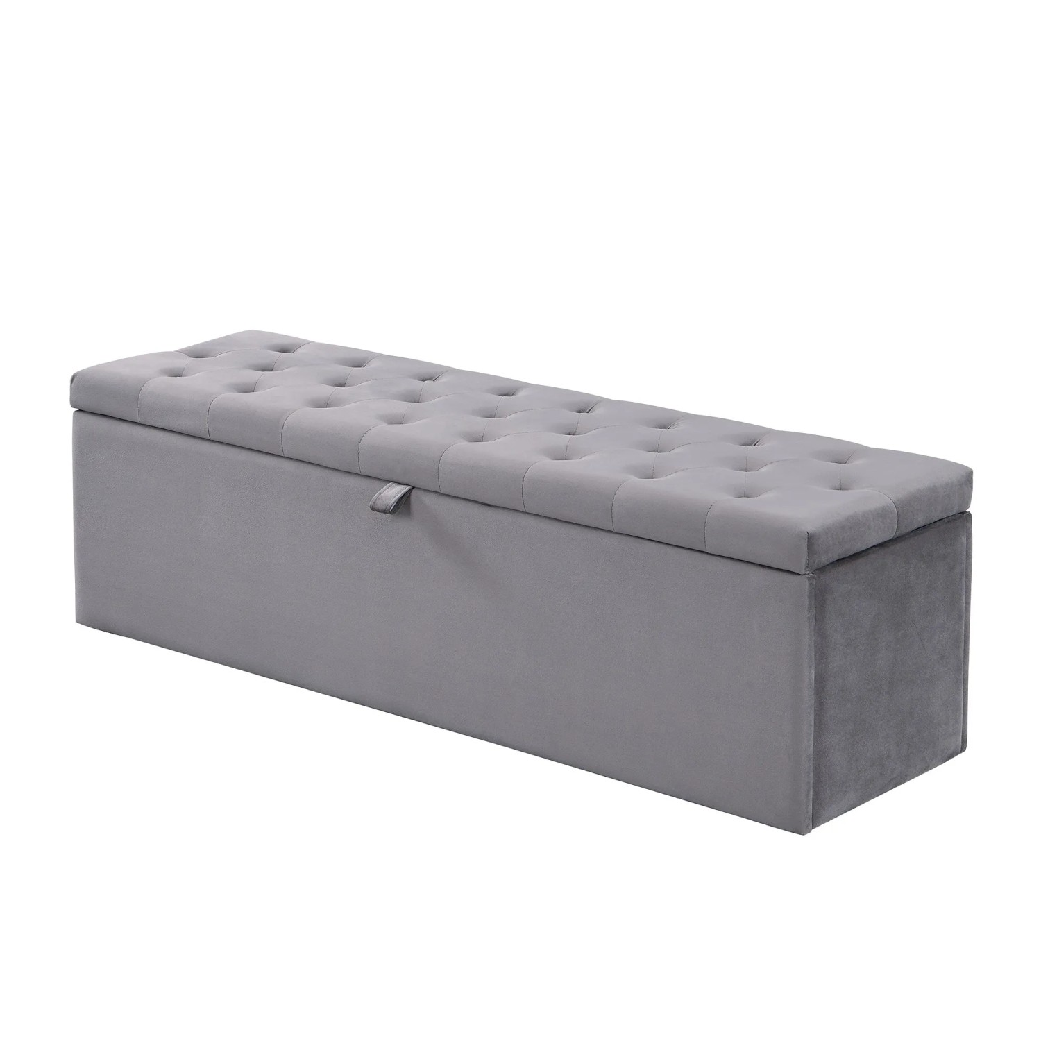 Merax Samt Polsterbank mit Stauraum Sitzbank Betthocker 138x41x42 cm Grau
