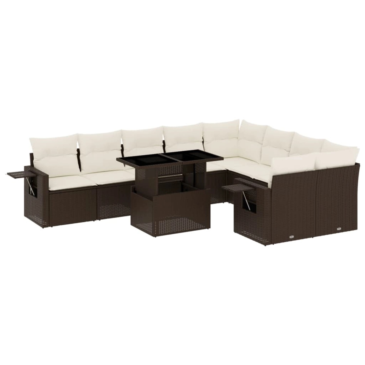 vidaXL 10-Tlg Garten-Sofagarnitur mit Kissen Braun Poly Rattan 3268133 günstig online kaufen