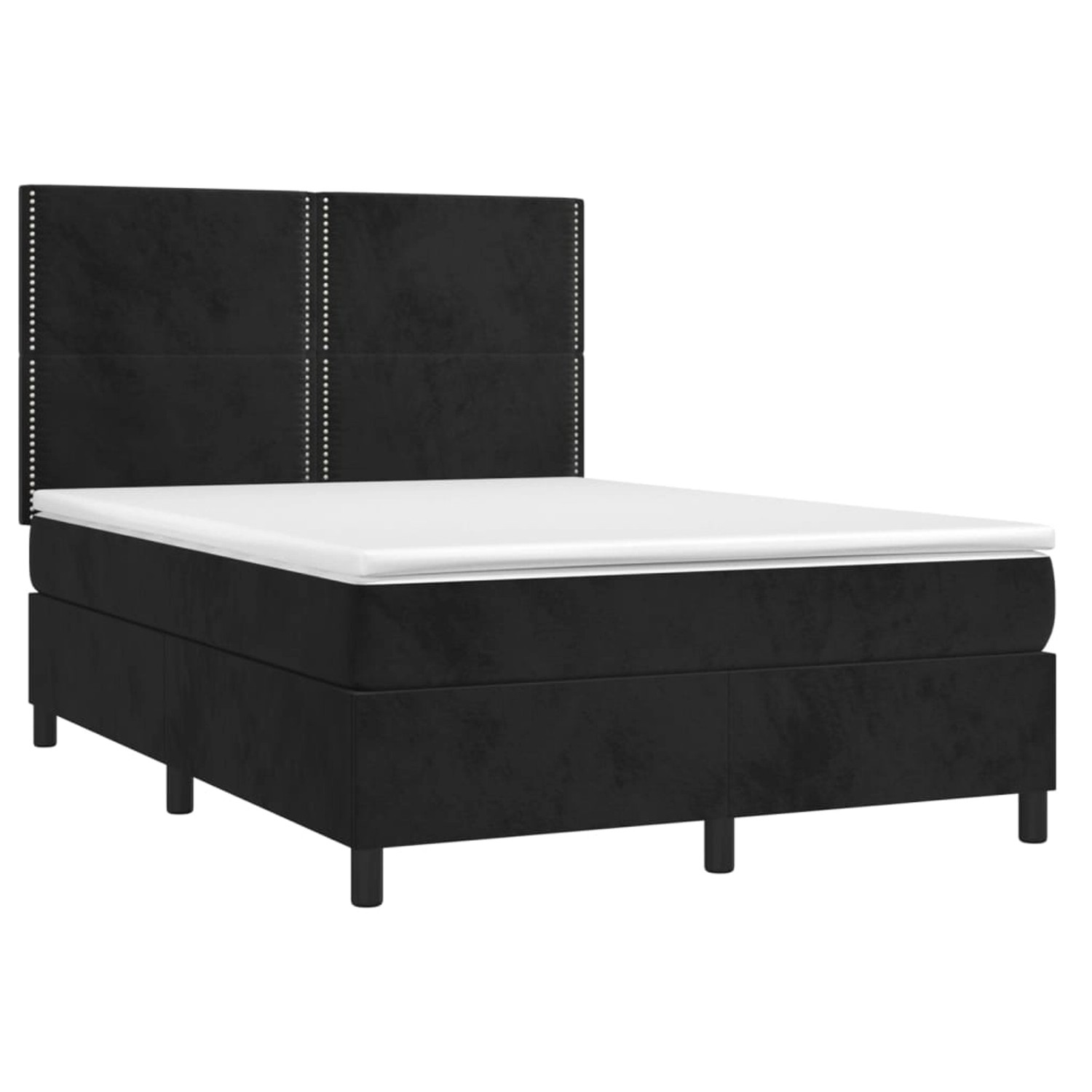 vidaXL Boxspringbett mit Matratze & LED Schwarz 140x190 cm Samt 3136061 günstig online kaufen