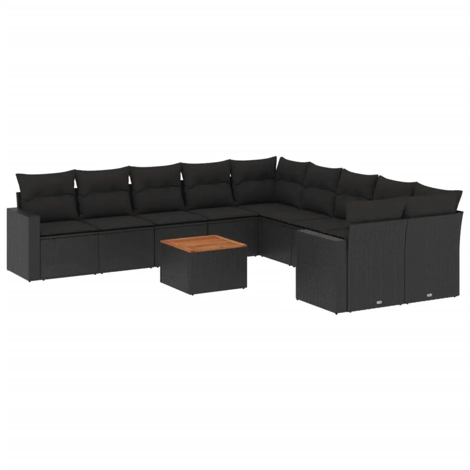 vidaXL 11-Tlg Garten-Sofagarnitur mit Kissen Schwarz Poly Rattan 3224312 günstig online kaufen