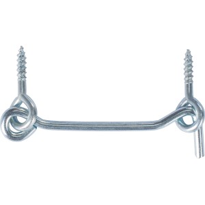 Verzinkter Sturmhaken mit Öse, 4x80 mm, zur Fixierung von Türen und Fensterläden.