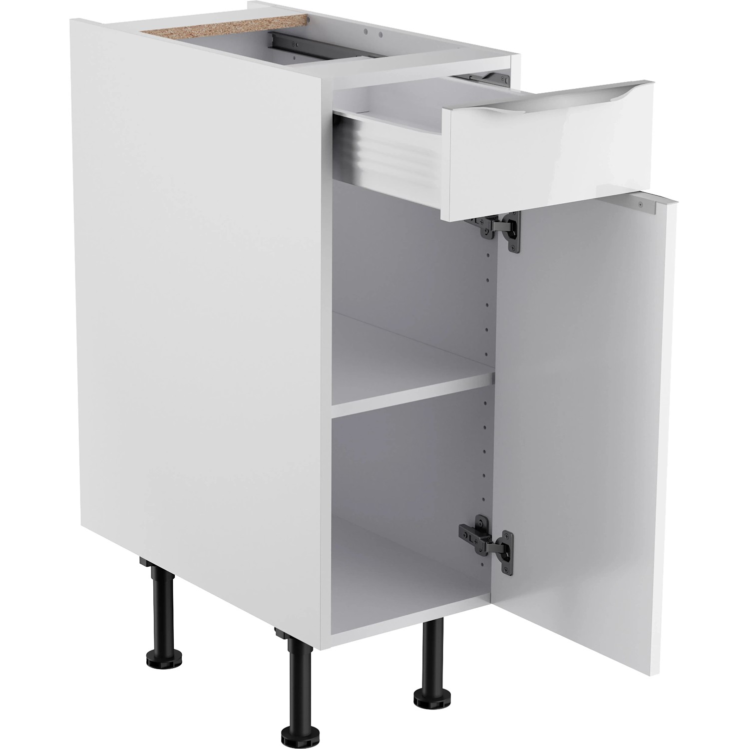 Optifit Unterschrank Arvid986, 30 cm breit, in Weiß mit Schublade und Tür.