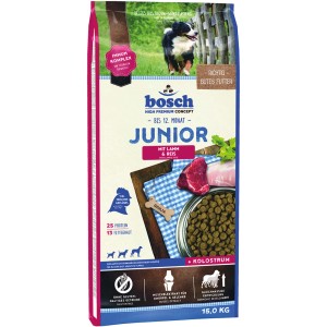 Bosch Pets Junior Lamm & Reis Trockenfutter für Hunde, 15kg Sack. Glutenfreie Rezeptur für Welpen.