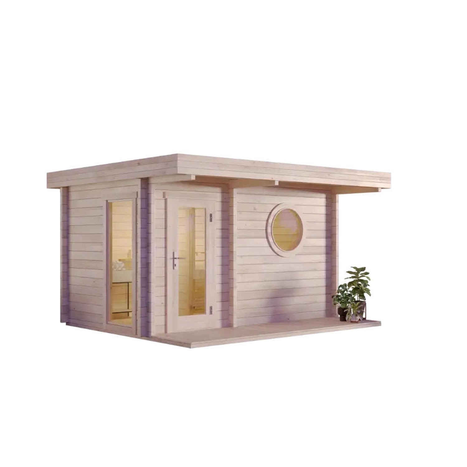 Finntherm Gartensauna Feldkirch-70 Naturbelassen 421 x 344 cm Wandstärke 70 günstig online kaufen