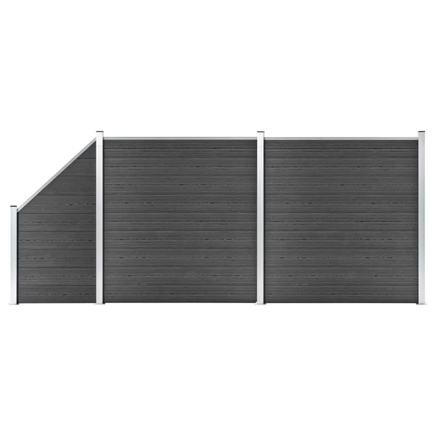 vidaXL Zaunelement Set WPC 446x 105-186  cm Schwarz 3070438