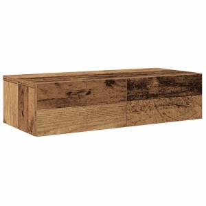 vidaXL Wandregal mit Schubladen in Altholz-Optik, braun. Praktisches Regal aus Holzwerkstoff.