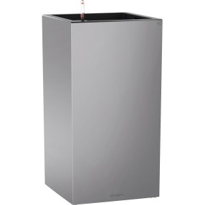 Lechuza Canto Premium Pflanzsäule, silber metallic, 40x40 cm, mit Bewässerungssystem.