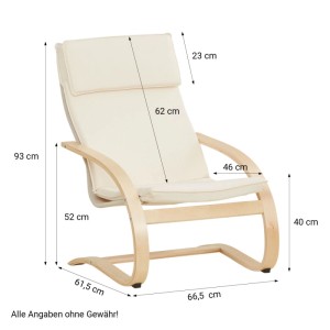 Homestyle4u Relaxsessel mit hellem Schichtholzgestell und cremefarbenen Polstern; bequemer Loungesessel.
