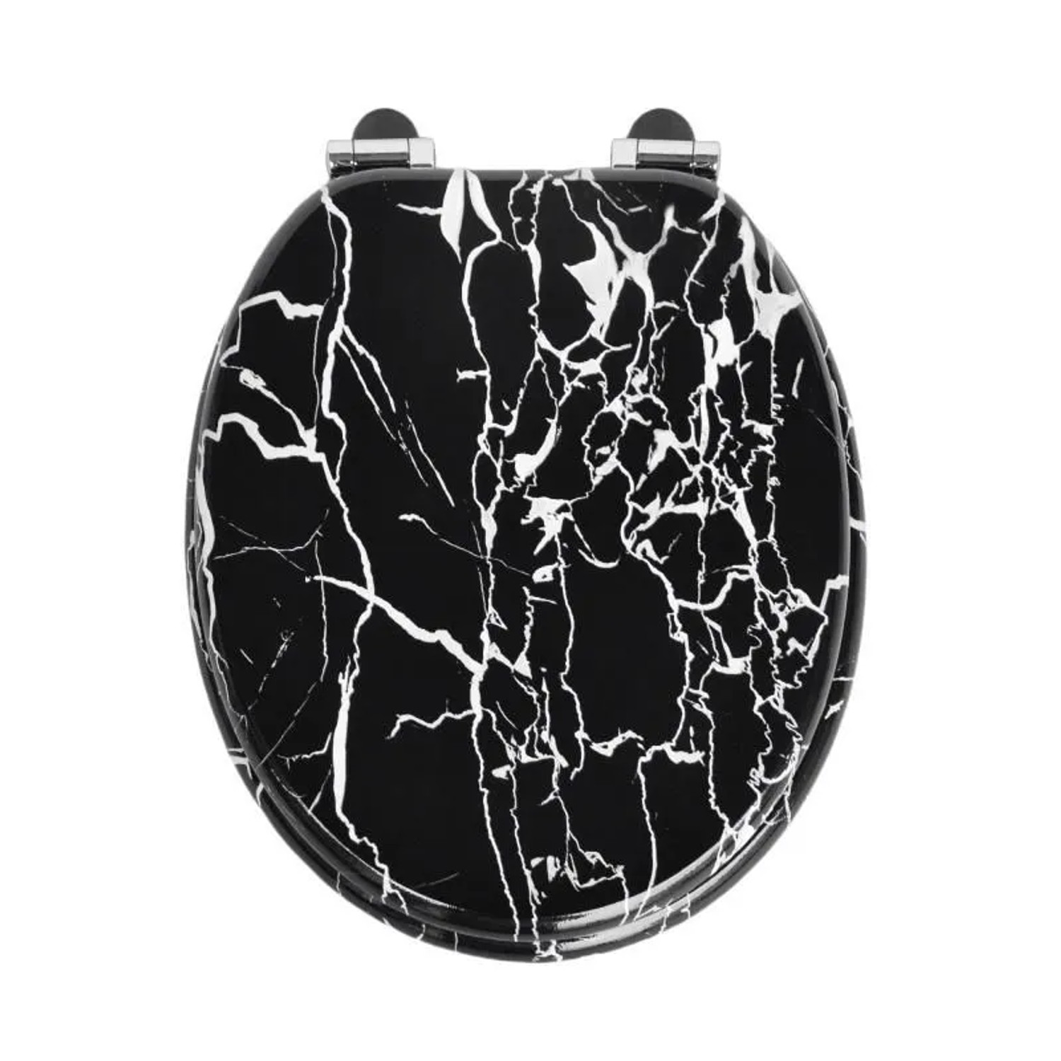 Sinobath WC-Sitz Oval mit Absenkautomatik Schwarze Marmoroptik