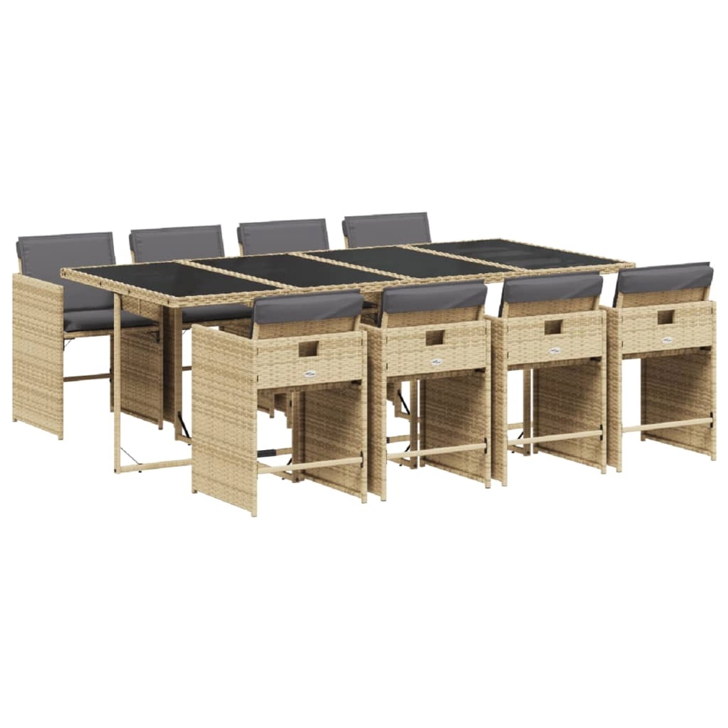vidaXL 9-Tlg Garten-Essgruppe mit Kissen Beigemischung Poly Rattan 3211104 günstig online kaufen