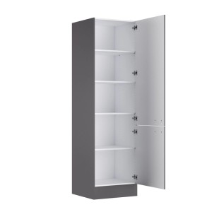 OPTIFIT Vorratsschrank Kiel420, 60x210 cm, Anthrazit matt, mit offenen Türen und Einlegeböden.