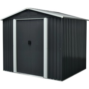 Pergart Metall-Gerätehaus Dresden, grau-creme, 3,66 m², zur Aufbewahrung von Gartengeräten und -möbeln.