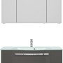 Pelipal Badmöbel-Set Serie 4005, 117 cm, Steingrau Hochglanz mit Glaswaschbecken und Spiegelschrank.