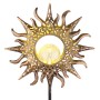 Globo LED Solarleuchte in Sonnenform, Metall schwarz matt, rostfarben, mit Glaskugel.