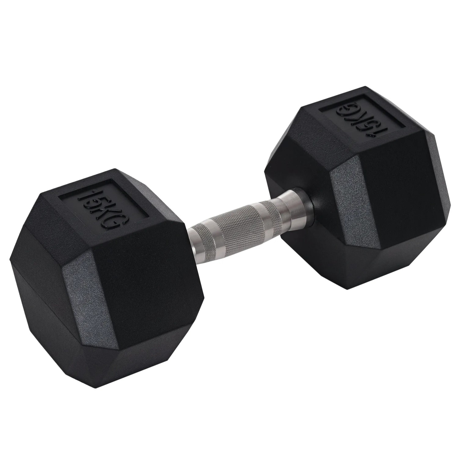 HOMCOM Hexagon Griff Gerändelt Gewichte Metall Gummi Schwarz 1 x 15 Kg