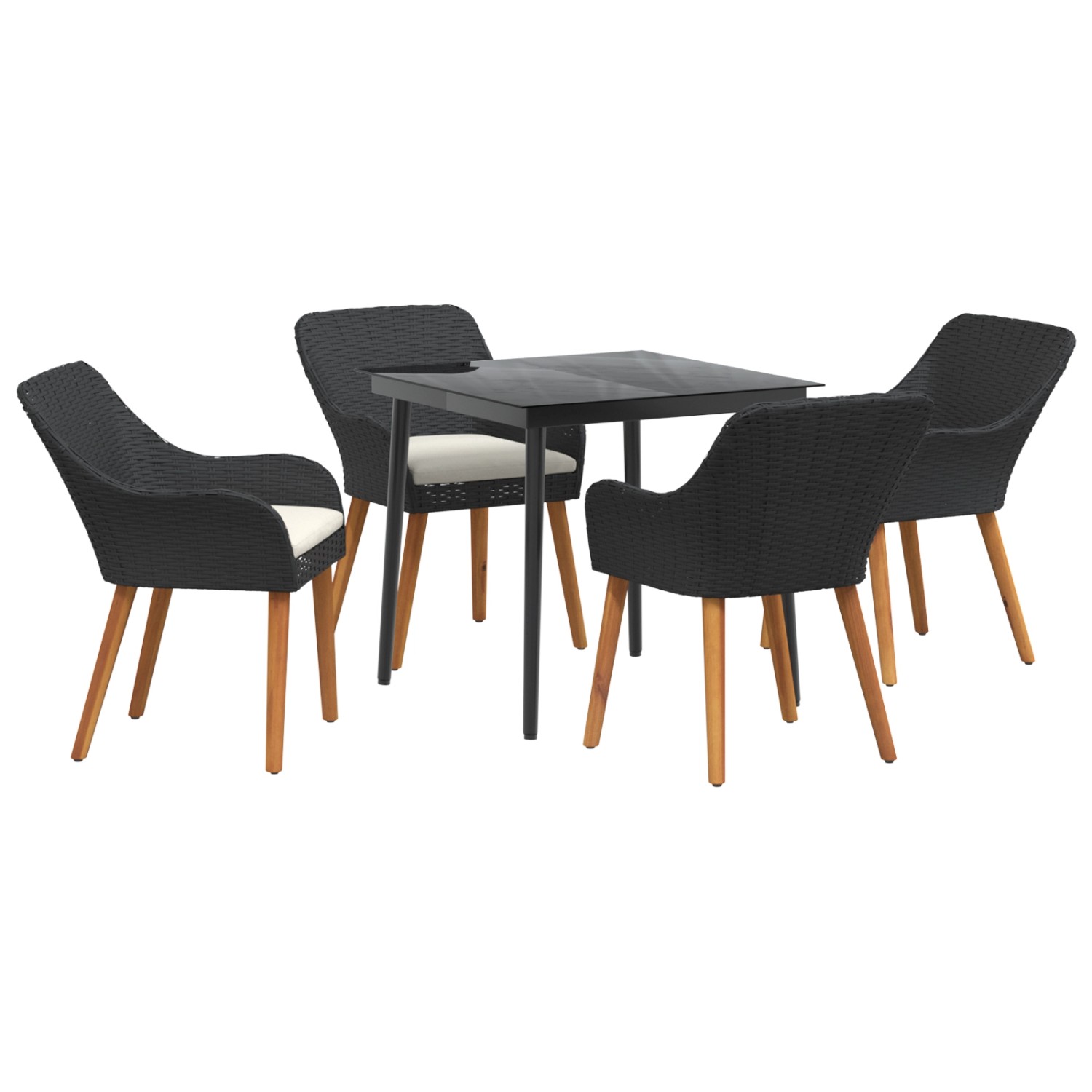 vidaXL 5-Teilige Garten Essgruppe Schwarz Poly Rattan 3261664 günstig online kaufen