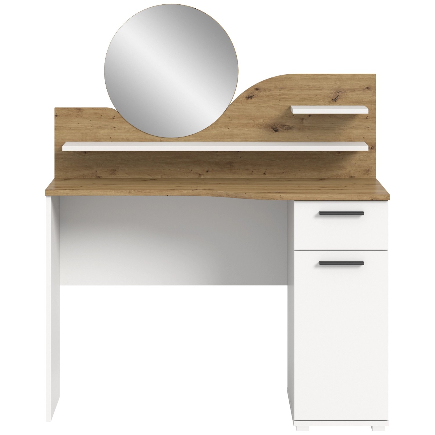 Inn.Furn Schminktisch Weiß Eiche 110 cm mit Spiegel und Stauraum Viola günstig online kaufen