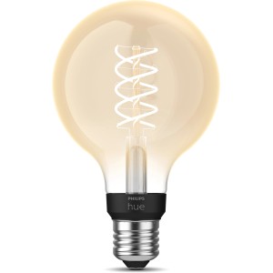 Philips Hue LED-Lampe E27, White Filament G93, 550 lm, im Vintage-Look.