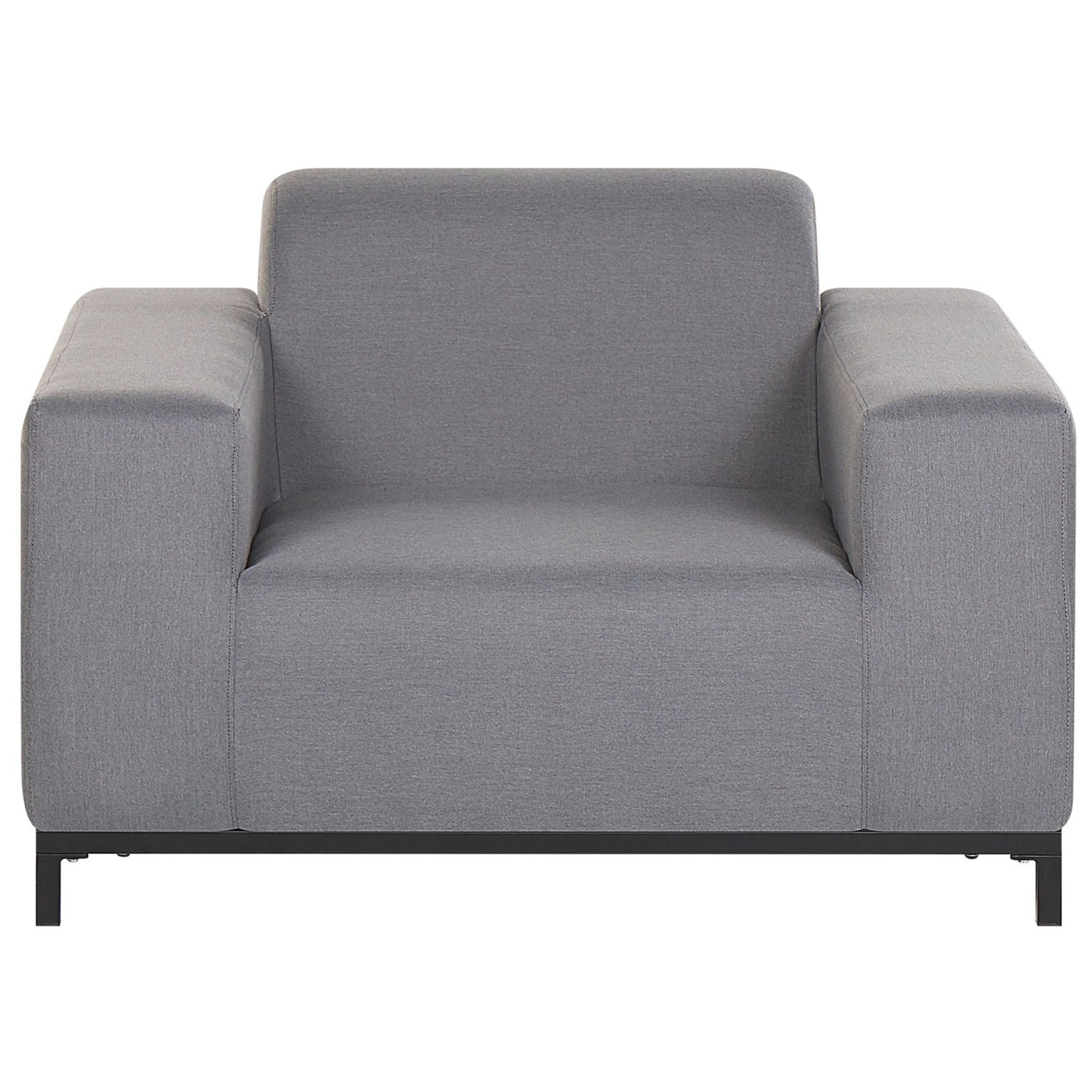 Beliani Sessel, grau mit schwarzem Gestell, 84x105x68 cm. Gartenstuhl für Innen und Aussen.