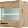 Flex-Well Glas-Hängeschrank Cara, Artisan Eiche/Milchglas, 50x55cm. Küchenschrank mit Metallgriff.