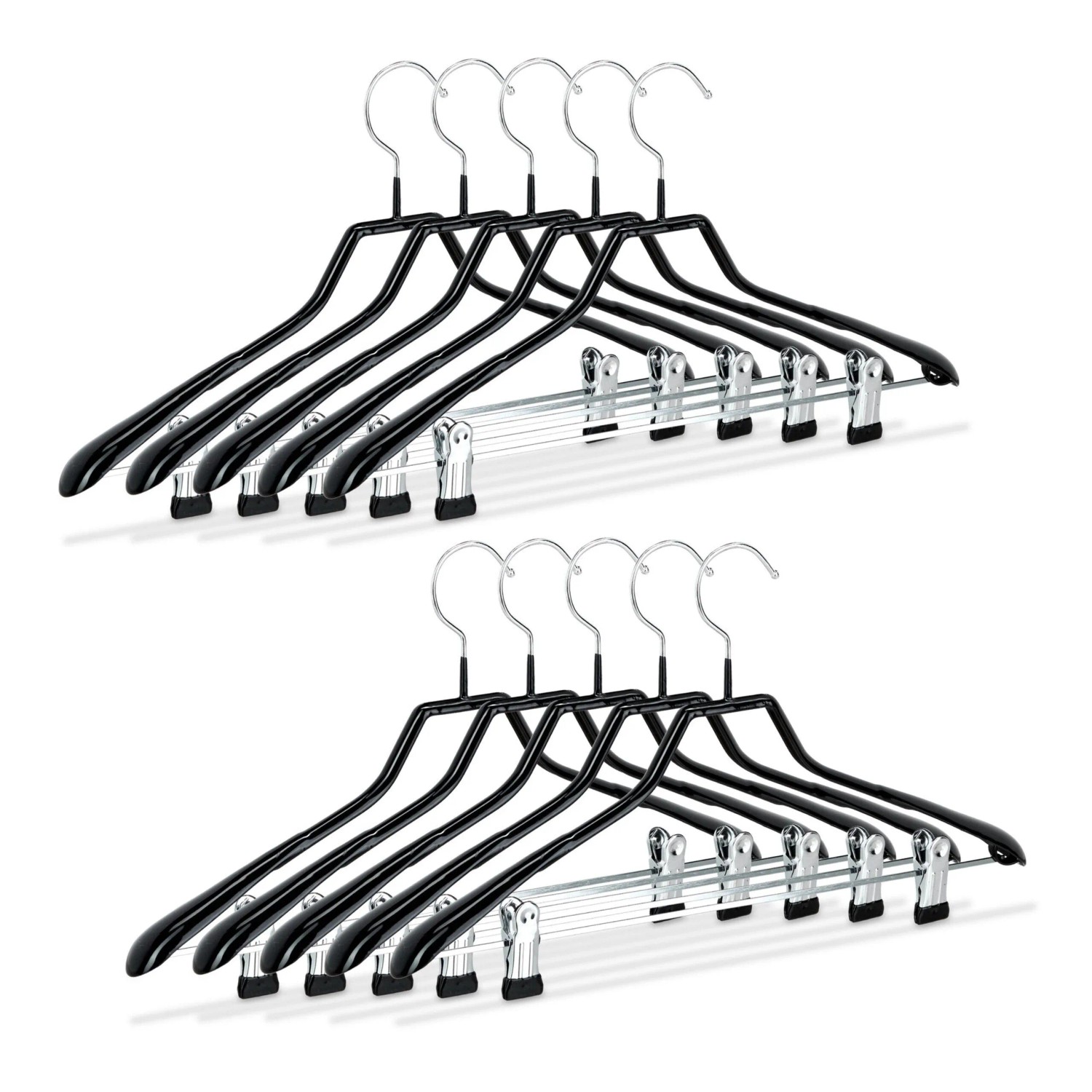 Relaxdays Klammerbügel 10er Set Metall Schwarz Rutschfest 42 cm x 22,5 cm 0,4 kg