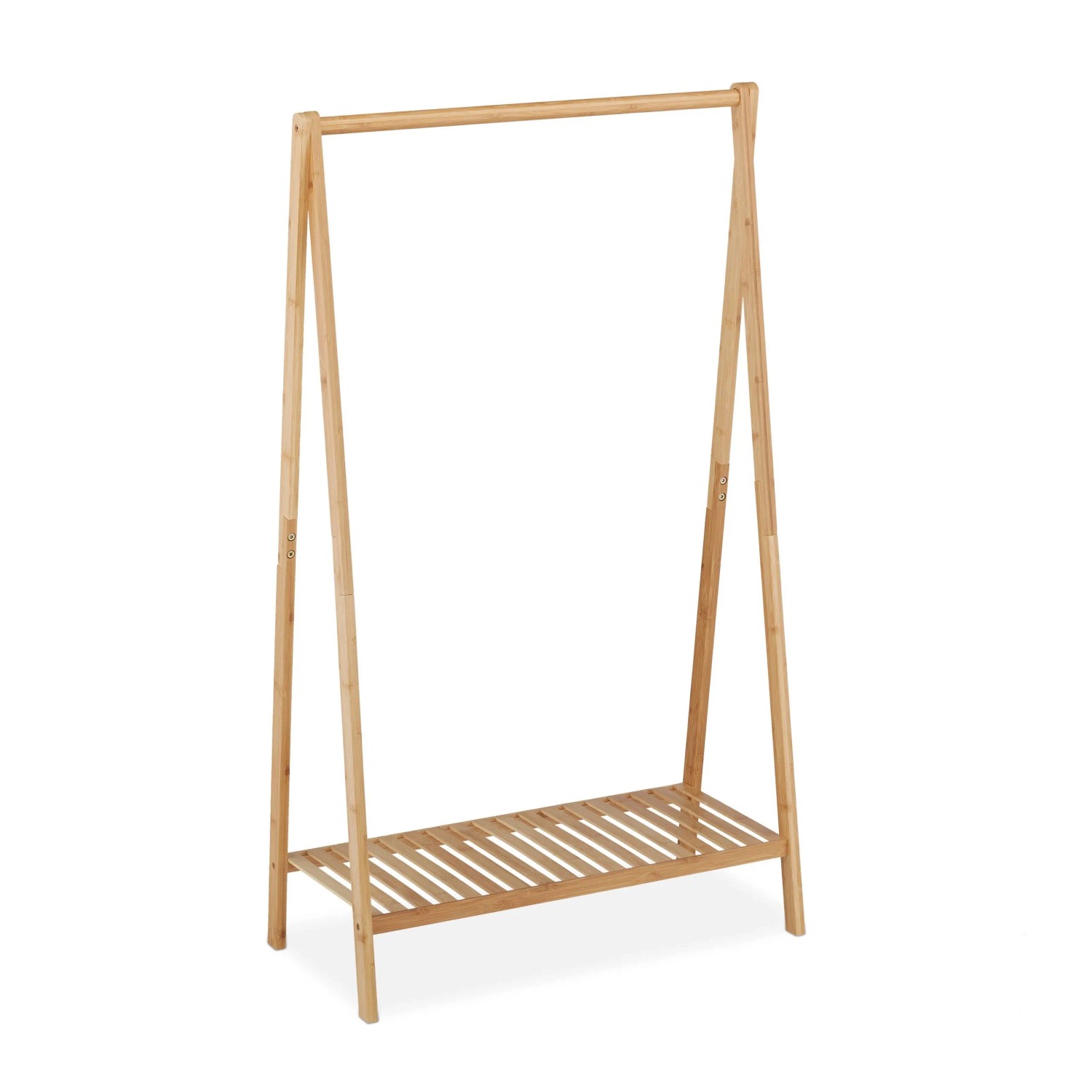 Relaxdays Kleiderständer Bambus Natur Mit Ablage 120 cm x 67 cm x 35 cm 2,5 kg